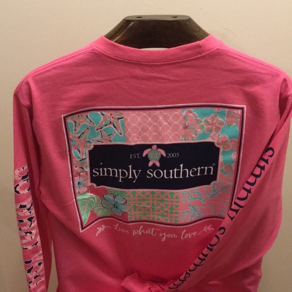 NWT! Long Sleeve Simply Southern Pink Shirt - Picture 5 of 8